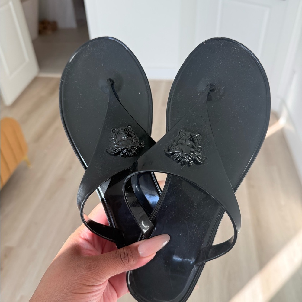 Versace Black Sandals Elegant Design